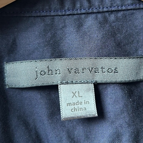 John Varvatos Navy Blue Rolled Sleeve Slim Fit Button-Down Shirt Sz XL - Picture 10 of 13